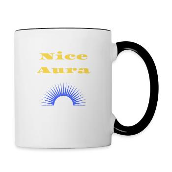 Nice Aura Bro, Gute Energie, Positive Ausstrahlung - Tasse zweifarbig - Weiß/Schwarz - Rechts