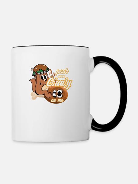 Danksagung mit Sosse - Tasse zweifarbig - Weiß/Schwarz