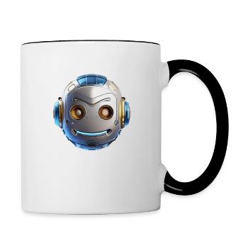 Robot head with cool details - Contrasting Mug - white/black - Right