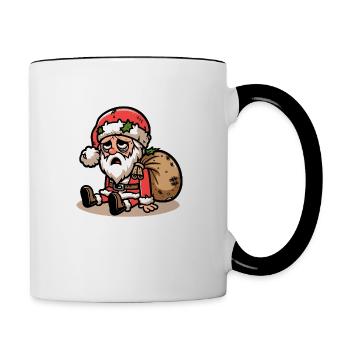 Drôle Père Noël fatigué - Mug contrasté - blanc/noir - Droite