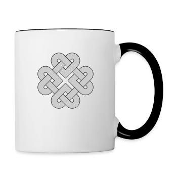 Keltischer Knoten mit Herzen - Tasse zweifarbig - Weiß/Schwarz - Rechts