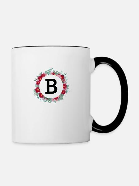 Buchstabe b Blumenkrone - Tasse zweifarbig - Weiß/Schwarz