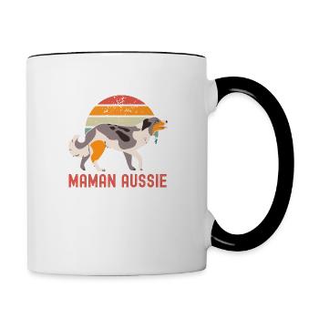 Maman berger australien aussie - Mug contrasté - blanc/noir - Droite