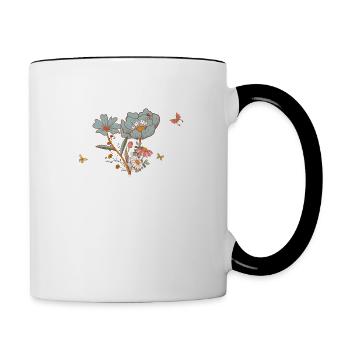 Astronaute avec des fleurs rétro - idée cadeau - Mug contrasté - blanc/noir - Droite