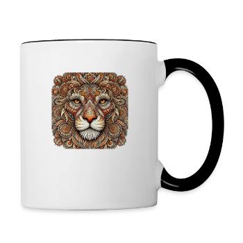 Löwe Kopf - Tasse zweifarbig - Weiß/Schwarz - Rechts