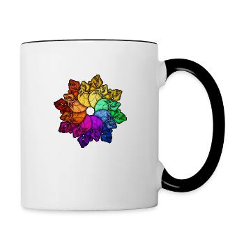 Regenbogen Schädel - Tasse zweifarbig - Weiß/Schwarz - Rechts