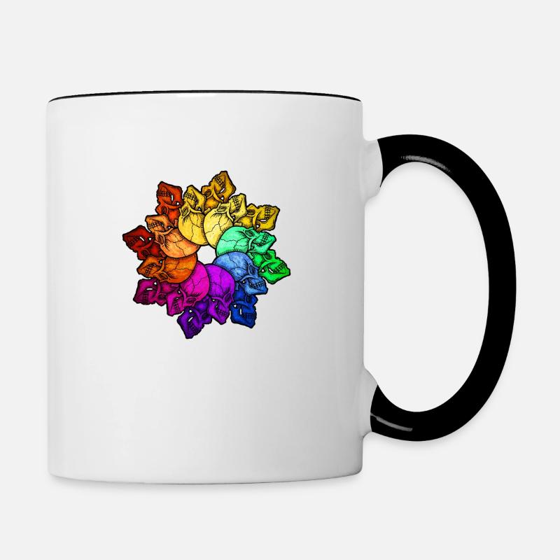 Crâne arc-en-ciel - Mug contrasté - blanc/noir
