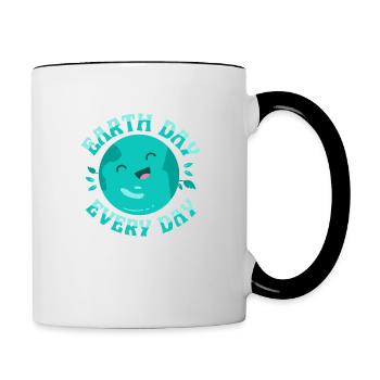 Earth Day Every Day Planet Environmental - Contrasting Mug - white/black - Right