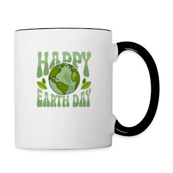 Happy Earth Day Environmental Planet - Tasse zweifarbig - Weiß/Schwarz - Rechts