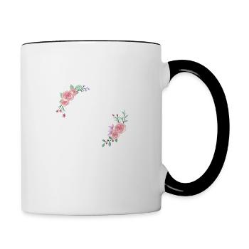Rosa Blumenbuchstabe b - Tasse zweifarbig - Weiß/Schwarz - Rechts