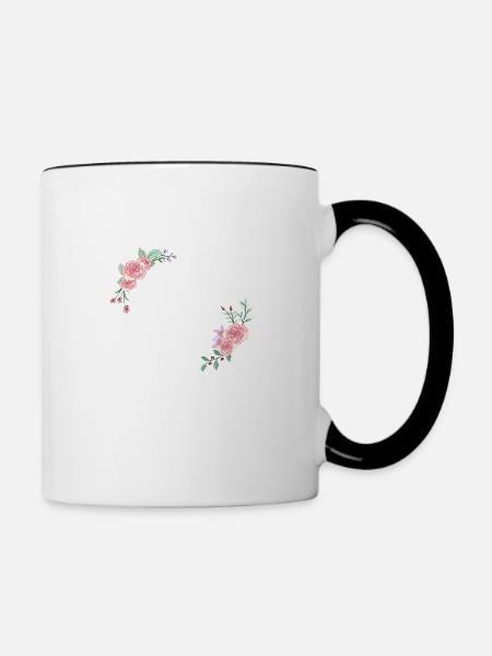 Rosa Blumenbuchstabe g - Tasse zweifarbig - Weiß/Schwarz