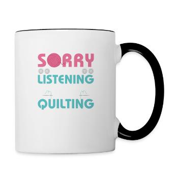 I Was Thinking About Quilting Quilting Quilter - Contrasting Mug - white/black - Right