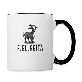 Bergziegen-Outdoor-Motiv - Emaille-Becher und -Pullis - Tasse zweifarbig - Weiß/Schwarz - Rechts