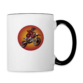 Moto, motard - Mug contrasté - blanc/noir - Droite