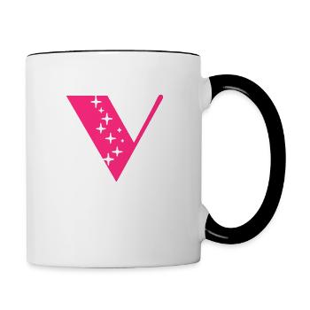 Lettre V Paillettes - Mug contrasté - blanc/noir - Droite