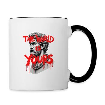 THE WORLD IS YOURS x GREEK GOD - Tasse zweifarbig - Weiß/Schwarz - Rechts