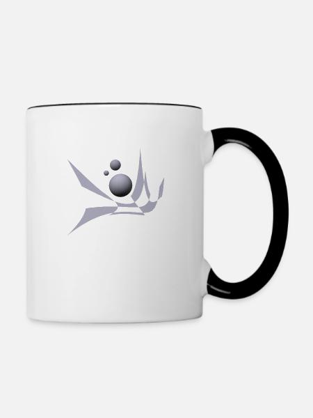 Design mit bicubic waves und Kugeln - Tasse zweifarbig - Weiß/Schwarz