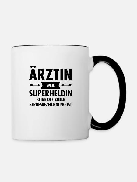 Ärztin - Superheldin - Tasse zweifarbig - Weiß/Schwarz