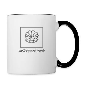 coquillage perle fille coquillage lac le pearl inside - Mug contrasté - blanc/noir - Droite