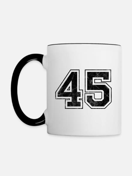 Anzahl 45 - Tasse zweifarbig - Weiß/Schwarz