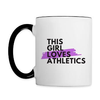 Dieses Mädchen liebt Leichtathletik - Tasse zweifarbig - Weiß/Schwarz - Links