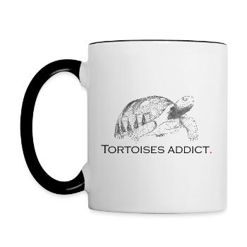 Schildkröten süchtig - Tasse zweifarbig - Weiß/Schwarz - Links