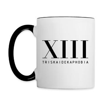 Triskaidekaphobie - Tasse zweifarbig - Weiß/Schwarz - Links