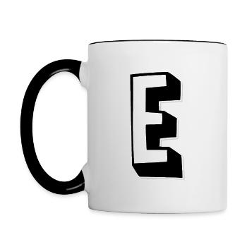 Buchstabe E - Alphabet E. - Tasse zweifarbig - Weiß/Schwarz - Links