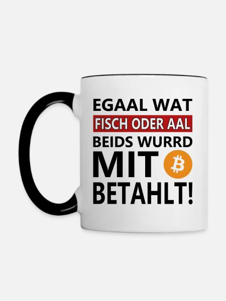 BEIDS WURRD MIT BITCOIN BETAHLT - Tasse zweifarbig - Weiß/Schwarz