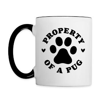 Eigentum eines Mops - Tasse zweifarbig - Weiß/Schwarz - Links
