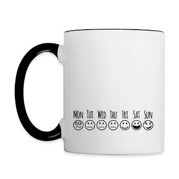 Smileys Wochentage - Tasse zweifarbig - Weiß/Schwarz - Links