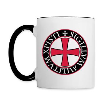 27 Tempelritter Templer Kreuz Spruch Mittelalter - Tasse zweifarbig - Weiß/Schwarz - Links