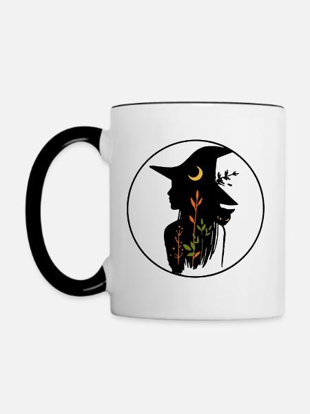 Hexe - Tasse zweifarbig - Weiß/Schwarz