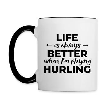 La vie est toujours meilleure quand je joue au hurling - Mug contrasté - blanc/noir - Gauche