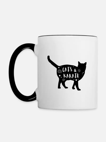 Katzen & Karate - Tasse zweifarbig - Weiß/Schwarz