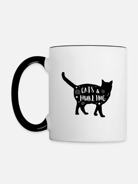 Katzen & Hurling - Tasse zweifarbig - Weiß/Schwarz