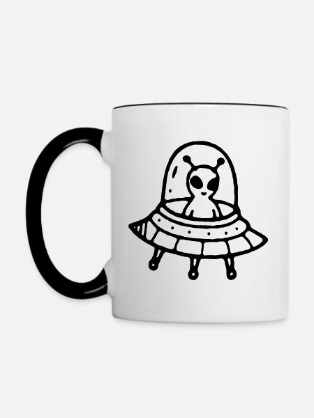 Außerirdisches UFO - Tasse zweifarbig - Weiß/Schwarz