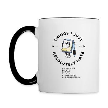 Irony list cartoon - Contrasting Mug - white/black - Left