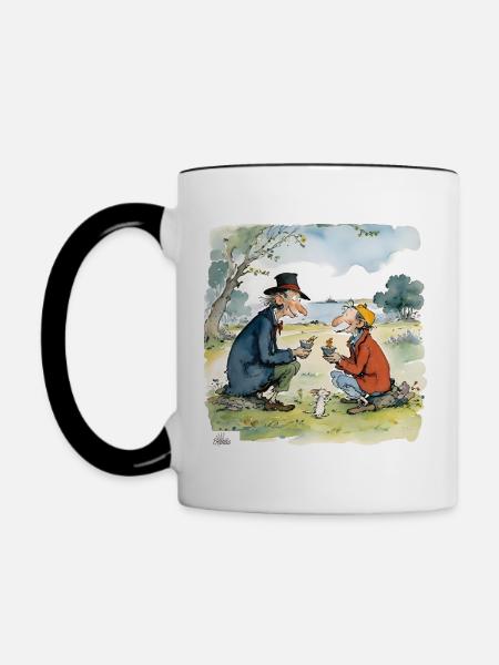 Ältere Freunde zusammen - Tasse zweifarbig - Weiß/Schwarz
