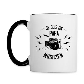 papa musicien - Mug contrasté - blanc/noir - Gauche