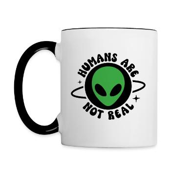 Les humains ne sont pas réels - Mug contrasté - blanc/noir - Gauche