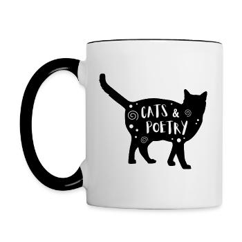 Katzen & Poesie - Tasse zweifarbig - Weiß/Schwarz - Links