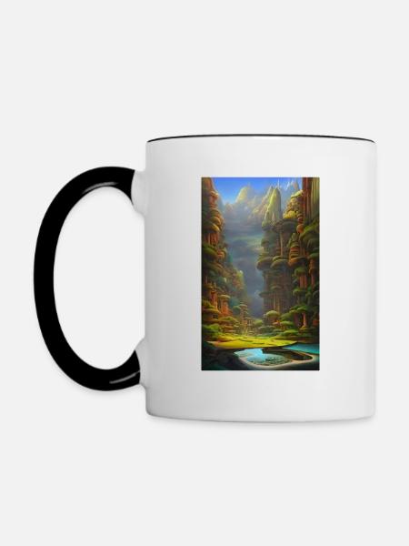 Simulation abstrakte Naturlandschaft - Tasse zweifarbig - Weiß/Schwarz