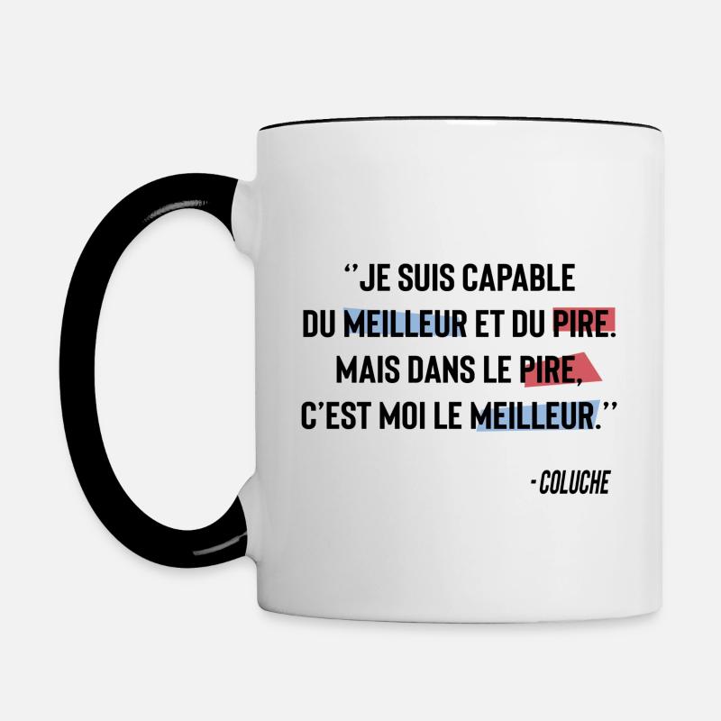 Citation Coluche #1 - Mug contrasté - blanc/noir