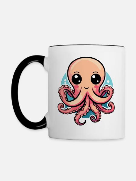 Bezaubernder Kawaii Oktopus - Tasse zweifarbig - Weiß/Schwarz