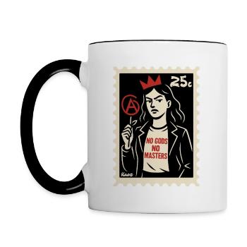 A brave woman with a red crown - Contrasting Mug - white/black - Left