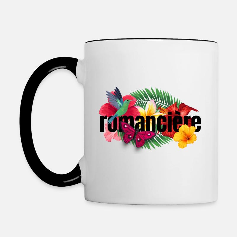 Romancière Fleurs - Mug contrasté - blanc/noir
