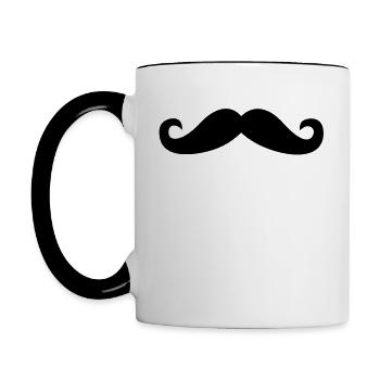 Schnurrbart - Tasse zweifarbig - Weiß/Schwarz - Links