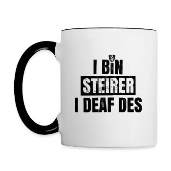 STEIRER I DEAF DES LUSTIGES STEIERMARK GESCHENK - Tasse zweifarbig - Weiß/Schwarz - Links