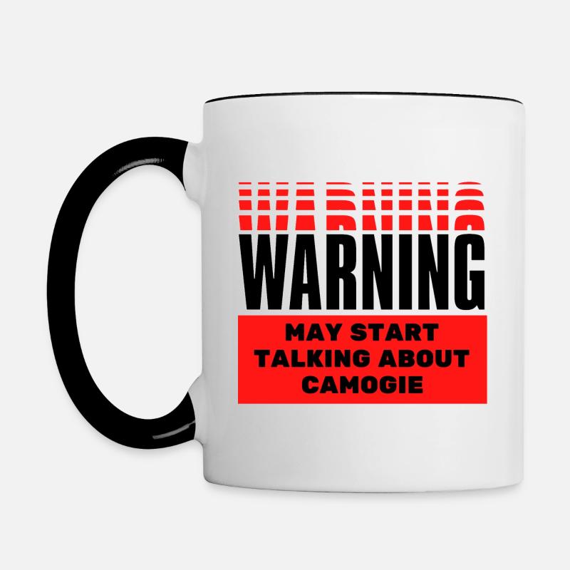 L’avertissement peut commencer à parler de camogie. - Mug contrasté - blanc/noir